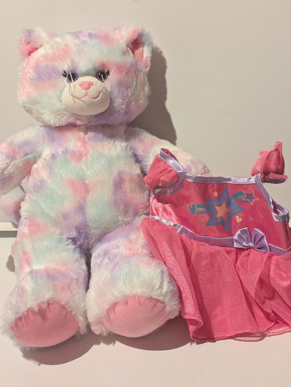 BABW Build A Bear Workshop Pastel Tie Dye Kittie & Ballet Tutu